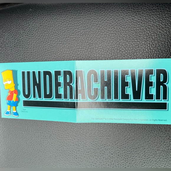 Underachiever Bart Simpson Retro Animated Tv Show 2016 DeadStock Bumper Sticker - Picture 2 of 5